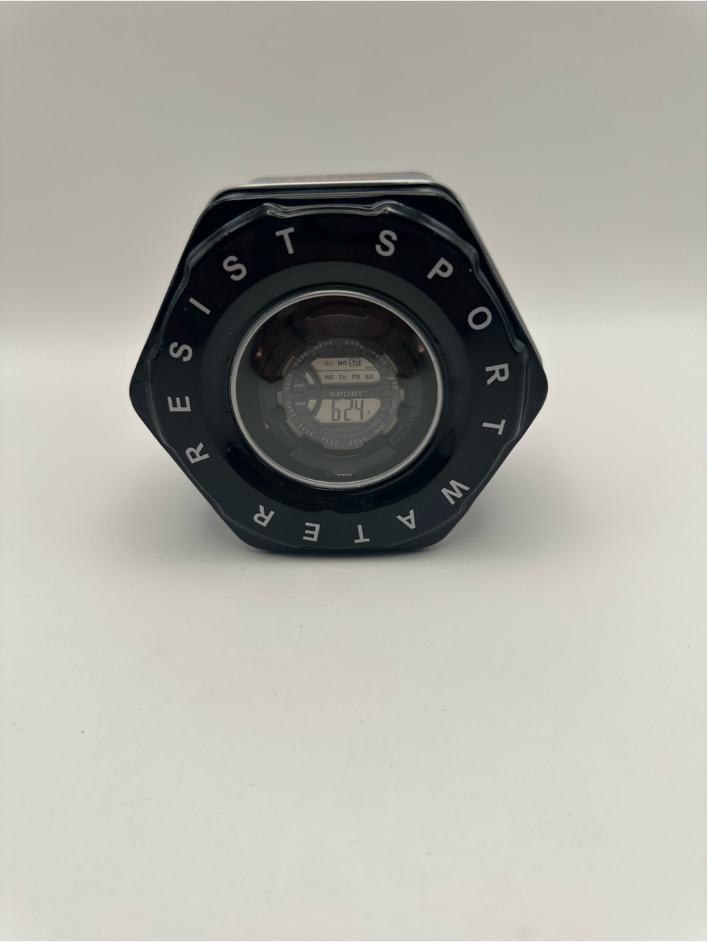 AOSUN Sport Digital Quartz Watch Black Resin Band Day/Date Alarm WR